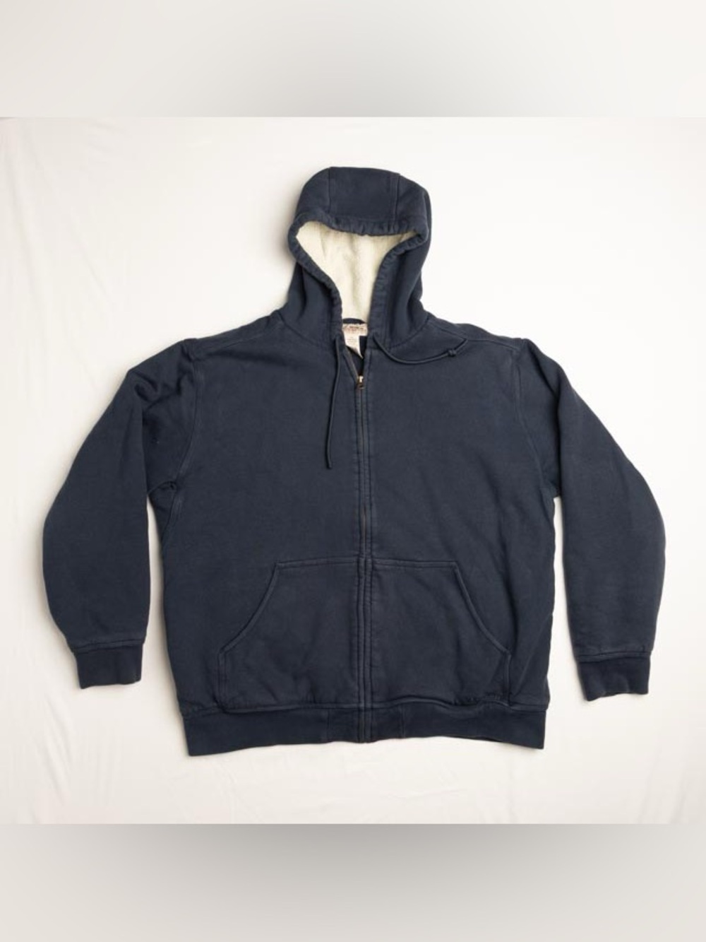 LL Bean Katahdin Iron Works Hoodie Mens Large Blue Sherpa Lined Full Zip HEAVY